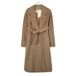 Maxmara 101801 Iconic Brown Wool Double-Breasted Belt Coat With Dust Bag 38 S